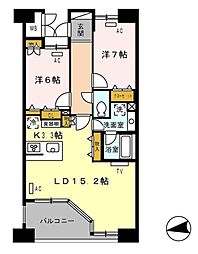 ロイヤルパークス西新井 2LDKの間取図画像