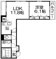 コンフォート星田 1LDKの間取図画像