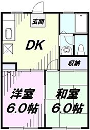 クロノス拝島町North 2階2DKの間取り