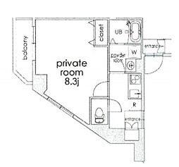 Ville 信濃町 2階1Kの間取り