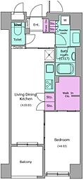 レジディア日本橋浜町 1LDKの間取図画像