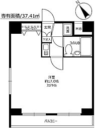 岡田ビル 5階1Kの間取り
