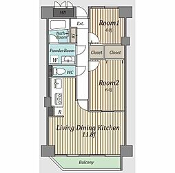 ライオンズステーションプラザ梅島 3階2LDKの間取り
