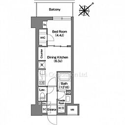 Ｔｈｅ　ｇｌｏｗ　Ｍｉｔａ 9階1DKの間取り