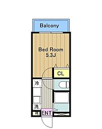 ユニバース 1Kの間取図画像