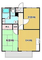 第6登陽コーポ 1階2DKの間取り