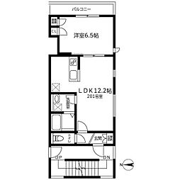 マンション大山 2階1LDKの間取り