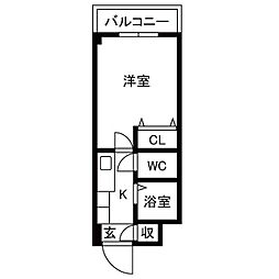 マインズ東三田 1Kの間取図画像