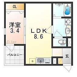 Fstyle西取石4号館 3階1LDKの間取り