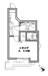 アルファ行徳 2階1Kの間取り