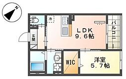 所沢市緑町4丁目アパート 1LDKの間取図画像