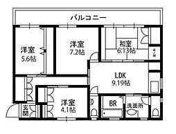 シルク館 2階4LDKの間取り
