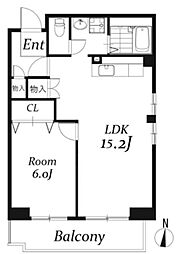 リバーサイドMAKIBA 6階2DKの間取り