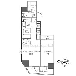 ザ・パークハビオ中野新橋 3階1LDKの間取り