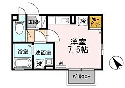 メゾン・ティアラ 2階ワンルームの間取り