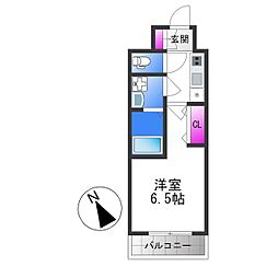 グランエクラ田島 1Kの間取図画像