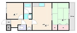 ビラ名谷D 2LDKの間取図画像