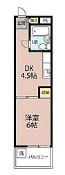 大和テラス 1DKの間取図画像