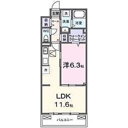 堺市北区北花田町4丁アパート 1LDKの間取図画像