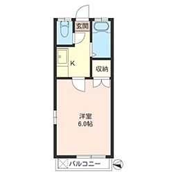 ロイヤルヒルズ 1階1Kの間取り