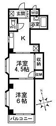 プレジール 4階2Kの間取り