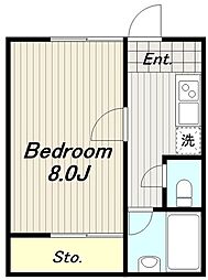 パストラルいしい 1階1Kの間取り