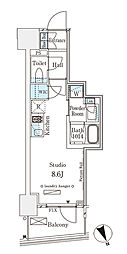 パークナードフィット南青山Vista ワンルームの間取図画像