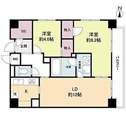 Osaka Metro堺筋線 堺筋本町駅 徒歩4分の賃貸マンション 14階2LDKの間取り
