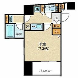 東京メトロ日比谷線 入谷駅 徒歩5分の賃貸マンション 13階1Kの間取り