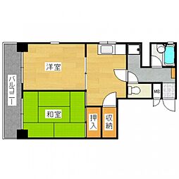 グリーンビュー姪浜 2DKの間取図画像