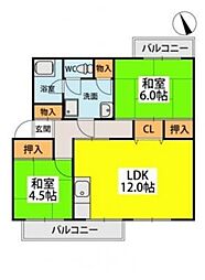 権藤ビル 2LDKの間取図画像