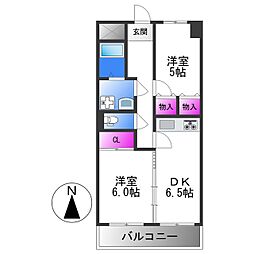 デイグラン長居公園 2DKの間取図画像