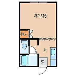コーポ　ウィング 2階1Kの間取り