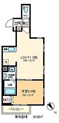 アヴァンティ亀戸 1LDKの間取図画像