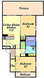 Ａｌｂａ Ｇｒａｎｄｅ 1階2LDKの間取り