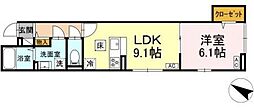 セレスティア大森東 1LDKの間取図画像