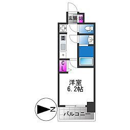 プレリス北巽駅前ラバルス 1Kの間取図画像