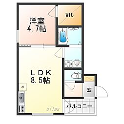 J-BRIGHT出来島 1LDKの間取図画像