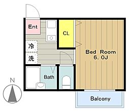 廣田第三マンション 1Kの間取図画像