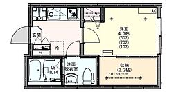 KEIAI RESIDENCE せんげん台II 2階1Kの間取り