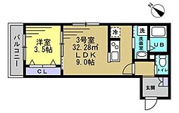 マロン クレール 3階1LDKの間取り