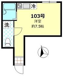 ジョポック仲六郷 ワンルームの間取図画像