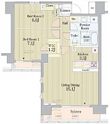 PRIME URBAN 東中野 COURT 1階2LDKの間取り