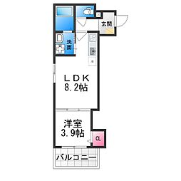 七道ハウス 3階1LDKの間取り