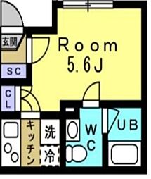 ar高円寺 2階1Kの間取り