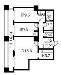 グランパークハイツ 2LDKの間取図画像