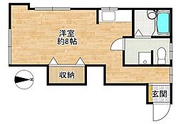オパール 1階ワンルームの間取り