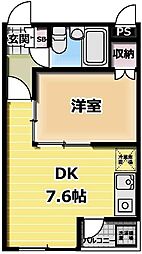 ロイヤルハイムI 2階1DKの間取り
