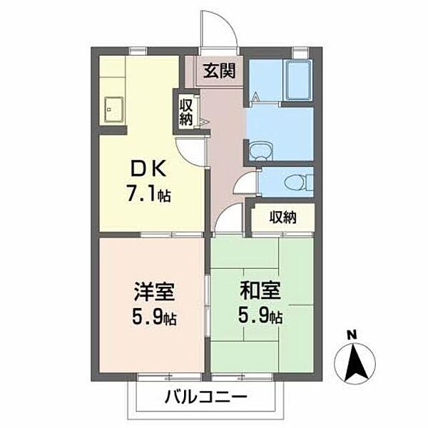 ハイツ萩 0202｜和歌山県和歌山市布引(賃貸アパート2DK・2階・44.80㎡)の写真 その2