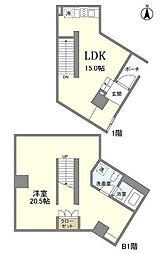 エスタート等々力 1階1LDKの間取り